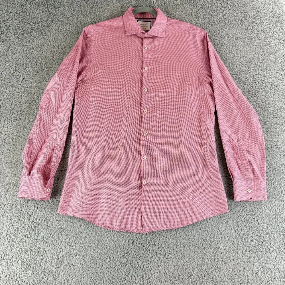 Charles Tyrwhitt Button-Up Dress Shirt Mens Large Pink‎ Extra Slim Fit Non-Iron